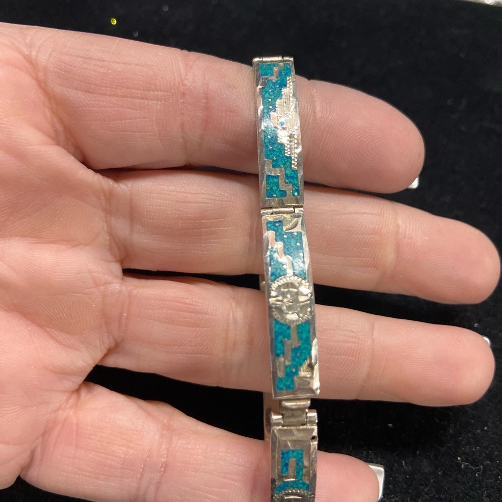 Sterling turquoise inlay bracelet